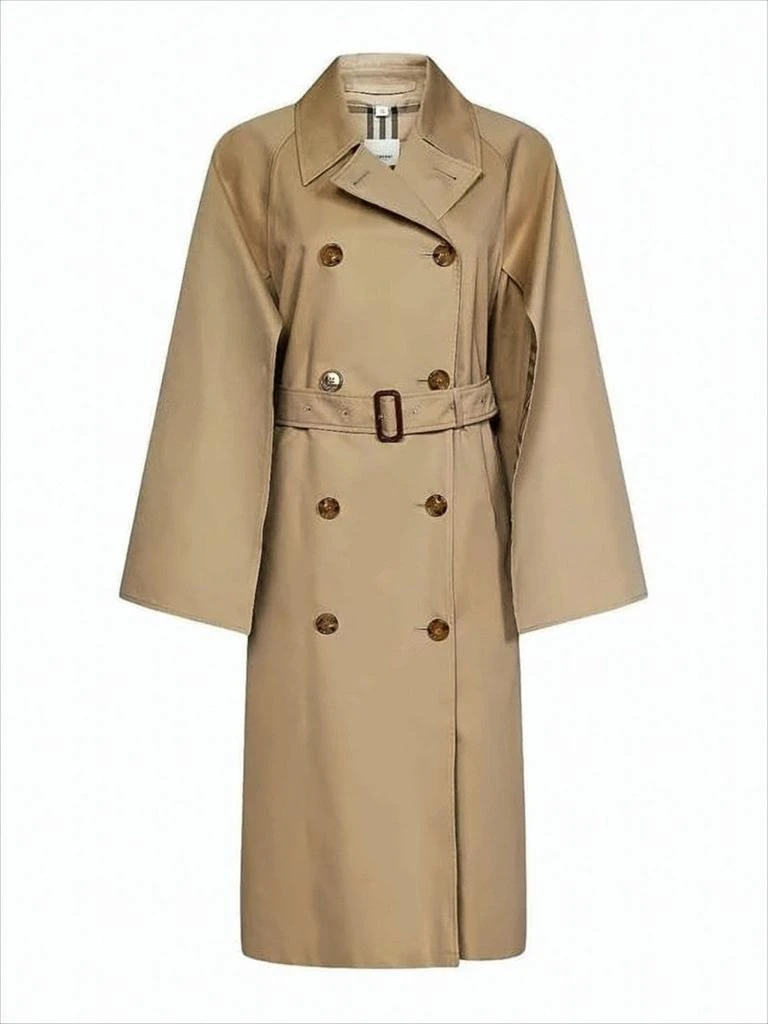 Burberry Double-Breasted Brown Trench Coat with Tortoiseshell Buttons