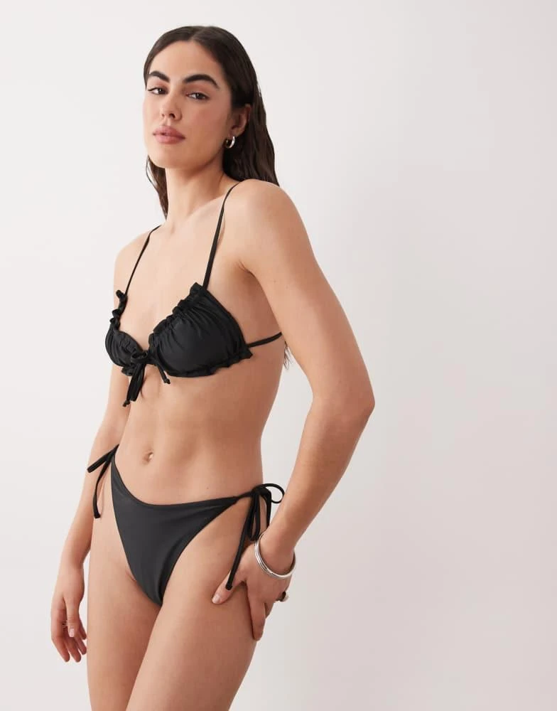 Miss Selfridge Miss Selfridge mix and match scrunchie bikini top in black