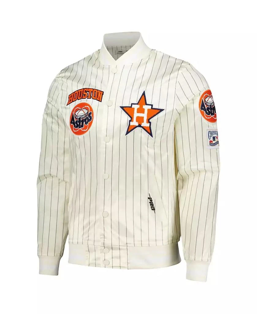 Pro Standard Men's Cream Houston Astros Cooperstown Collection Pinstripe Retro Classic Satin Full-Snap Jacket 3