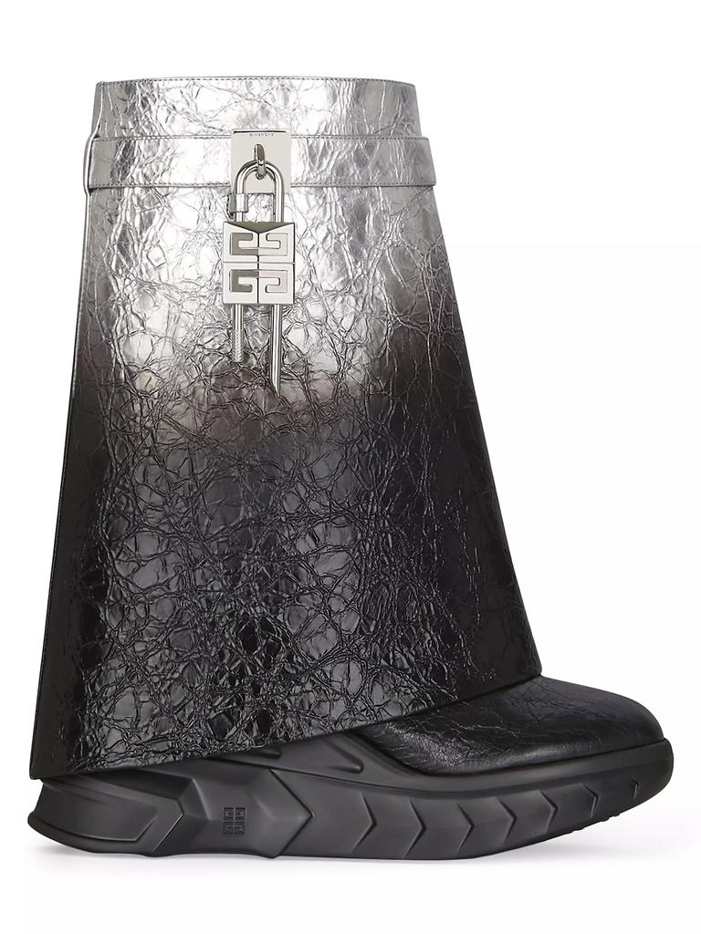 Givenchy Shark Lock Biker Low Heel Ankle Boots in Leather