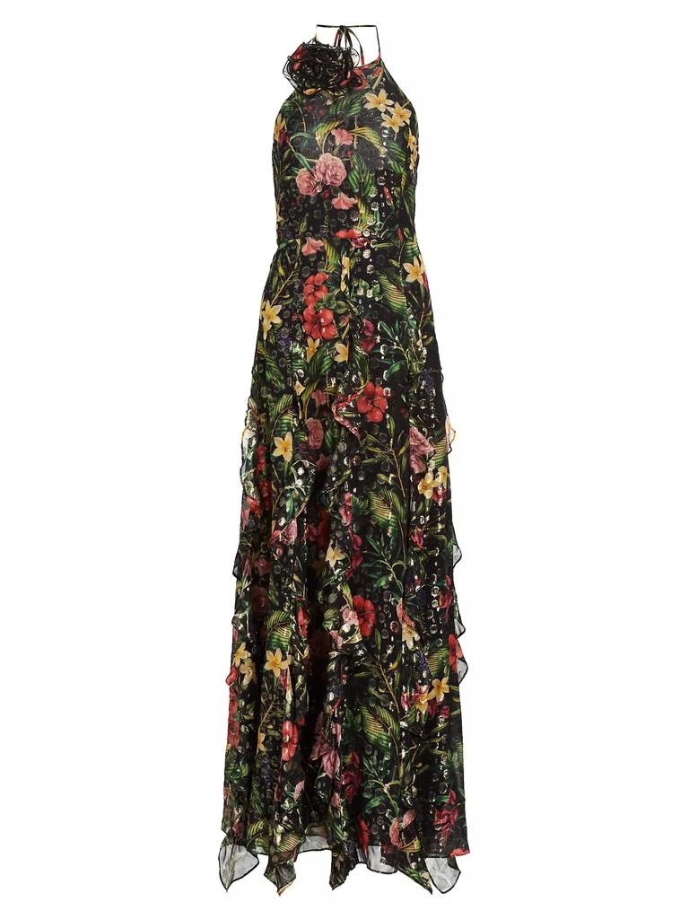 Ramy Brook Idella Floral Halter Gown 1