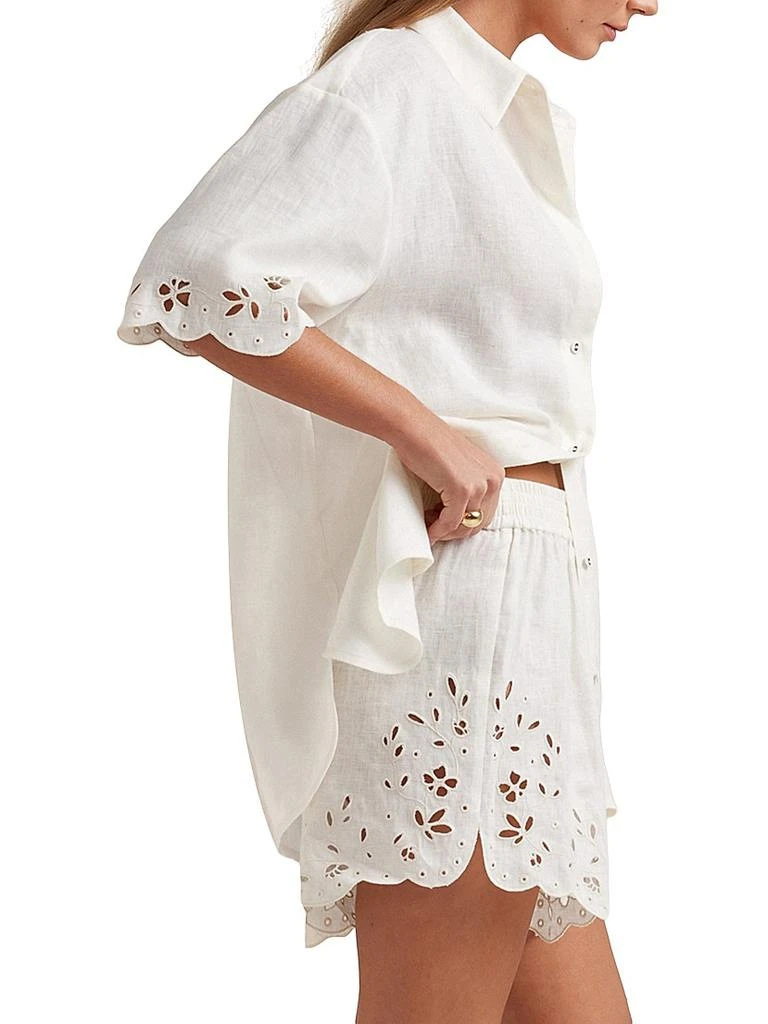 Peony Memoir Linen Cover-Up Shirt 4