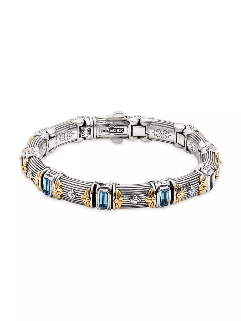 Konstantino Delos 2.0 Doric 18K Gold, Sterling Silver & Blue Topaz Bracelet