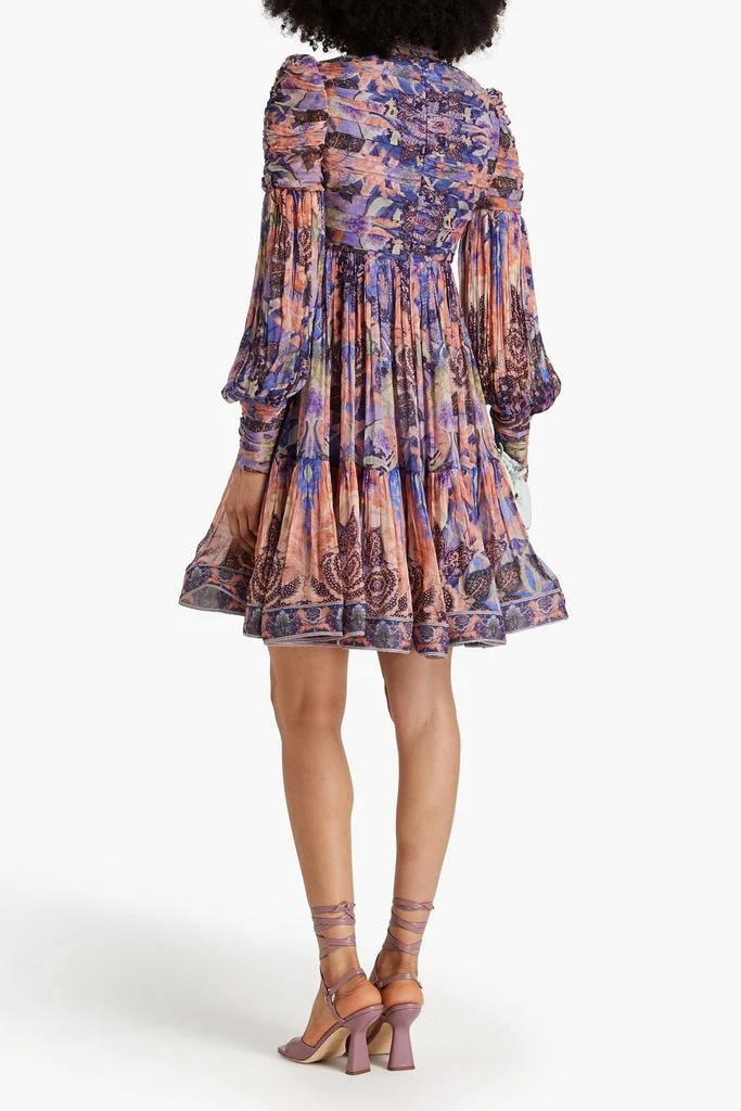 Zimmermann Pussy-bow ruched printed georgette mini dress 3