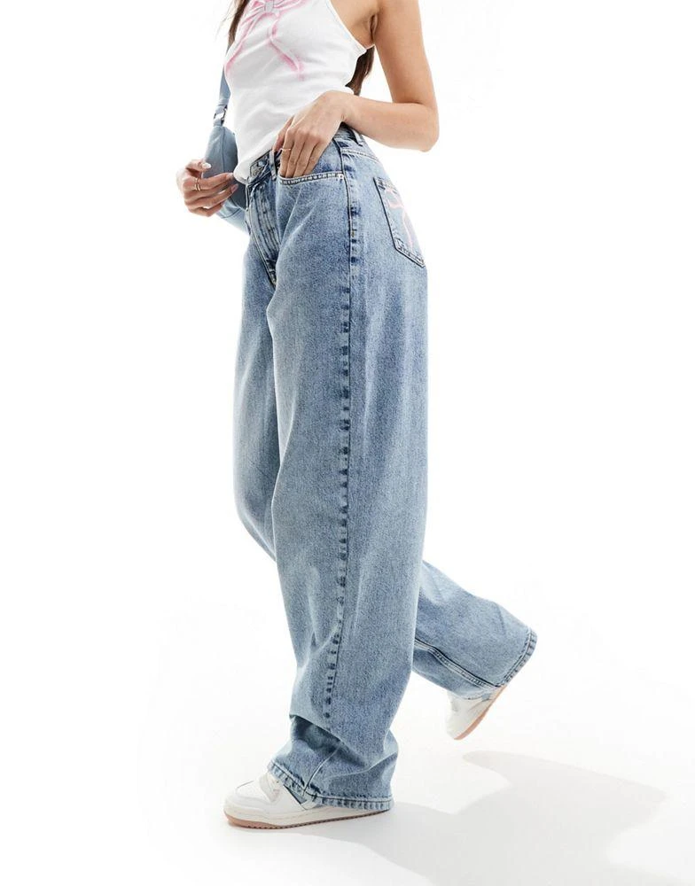 Miss Selfridge Miss Selfridge bow pocket baggy jean in acid wash 3