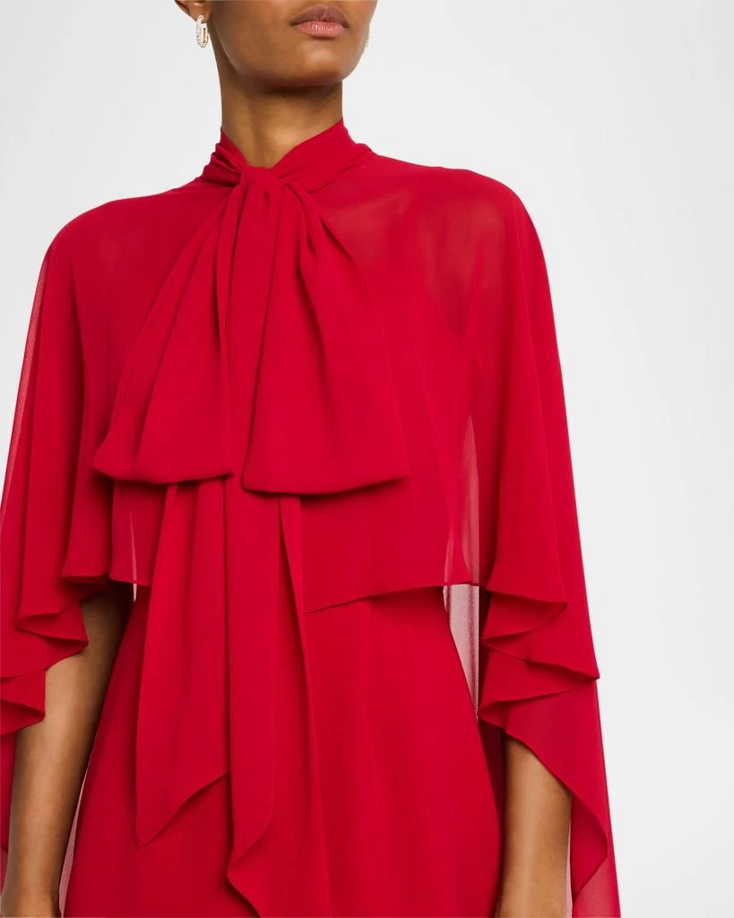 Teri Jon Draped Tie-Neck Cape Column Gown 6