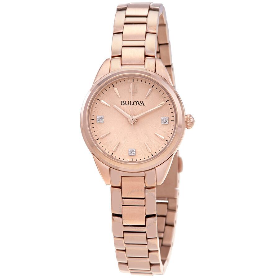 Bulova Sutton Diamond Rose Dial Ladies Watch 97P151