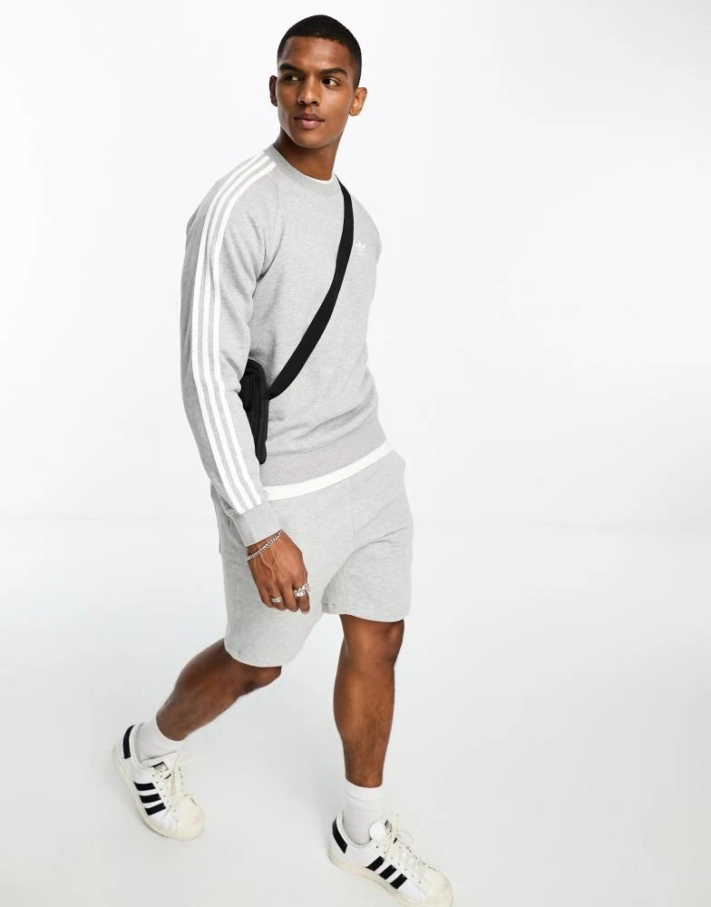 Adidas adidas Originals adicolor three stripe sweatshirt in grey 4