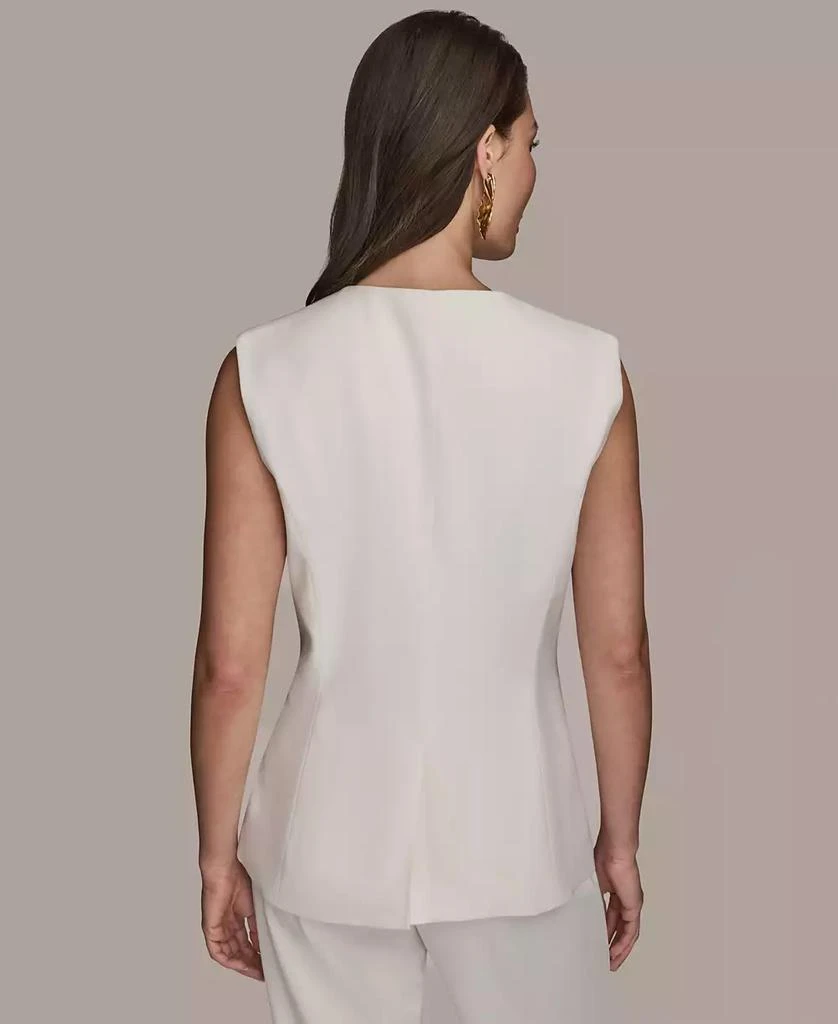 Donna Karan Women's Linen-Blend Collarless Vest 2