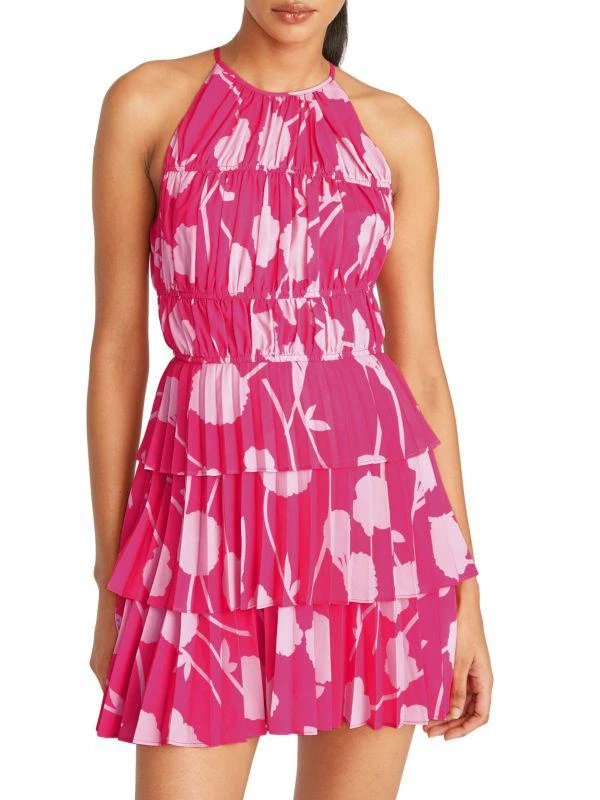 AMUR Ayesha Floral Pleated Halter Mini Dress 1