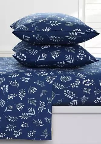 Azores Home Eva Floral 170-GSM Flannel Extra Deep Pocket Sheet Set