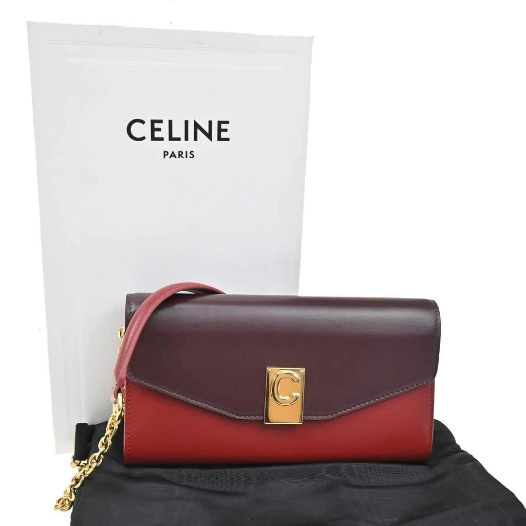 Celine C Wallet On Chain Leather Leather Clutche 
Pouche Bag (Pre-Owned)