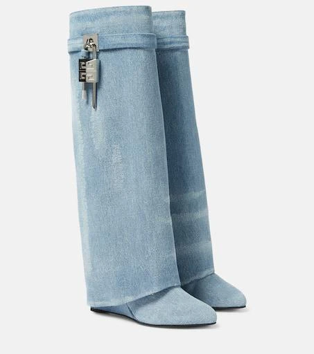 Givenchy Shark Lock denim knee-high boots 1