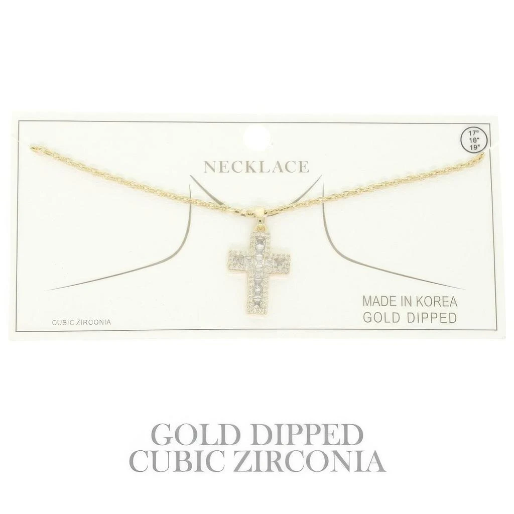 TRUEDAMES Gold-plated Cz Cross Pendant Necklace 2