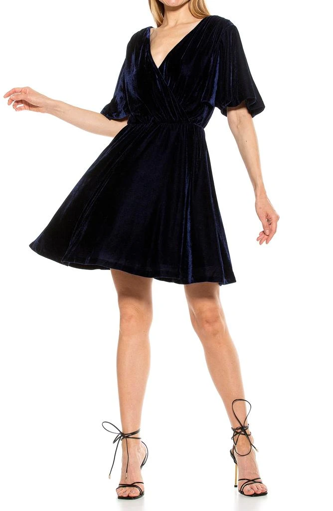ALEXIA ADMOR Oakless Velvet Flutter Sleeve Fit & Flare Dress 4