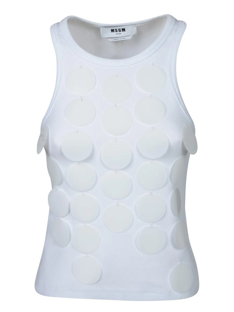 MSGM White Sequin Tank Top 1