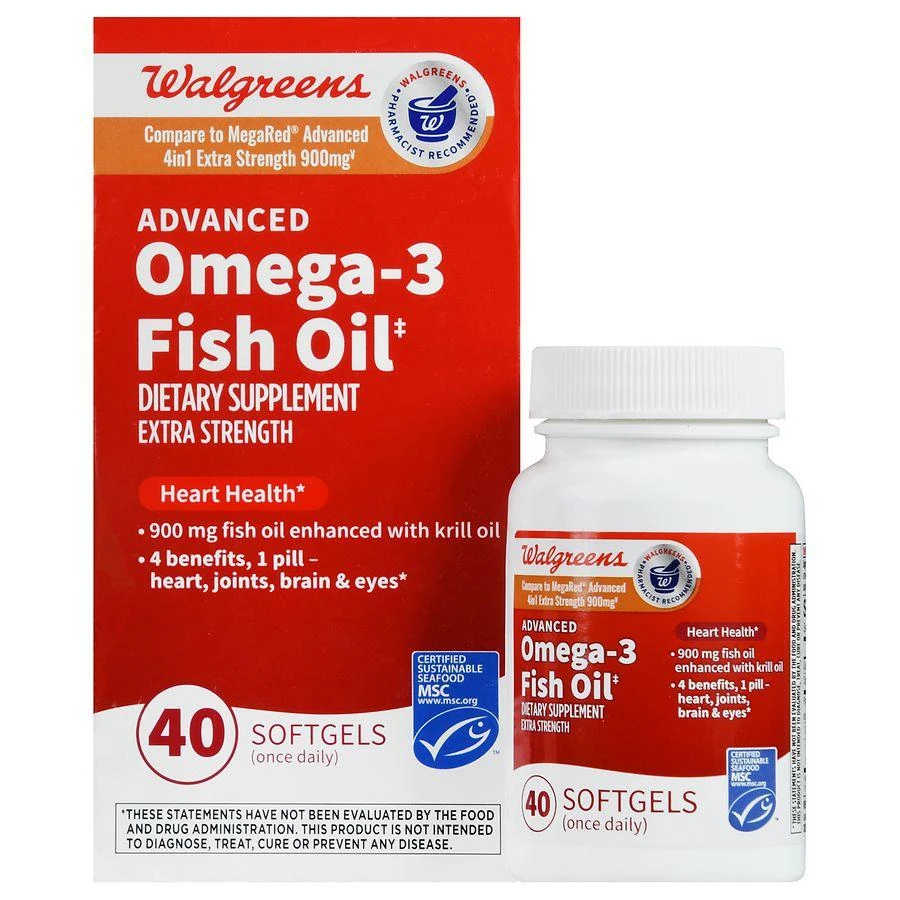 Walgreens Extra Strength Advanced Omega-3 Fish Oil 900 mg Softgels (40 days) 1