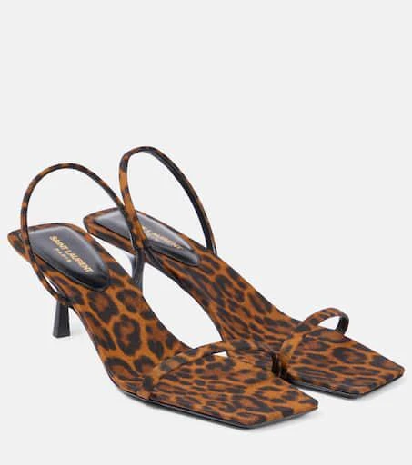 Yves Saint Laurent Jaspe 55 leopard-print grosgrain sandals 1