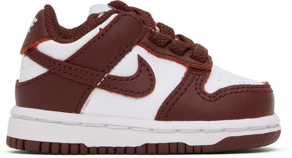 NIKE Baby White & Burgundy Dunk Low Sneakers 1
