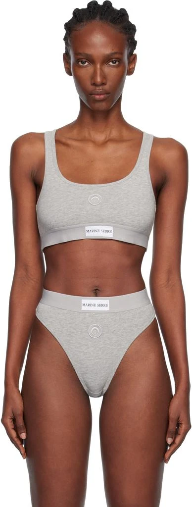 MARINE SERRE Gray Moon Logo Stretched Jersey Sport Bra 1