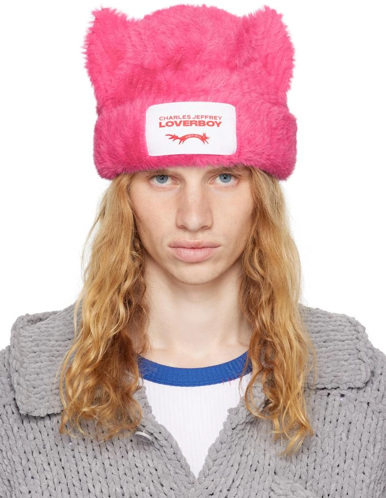 Charles Jeffrey Loverboy Pink Fluffy Chunky Ears Beanie 1