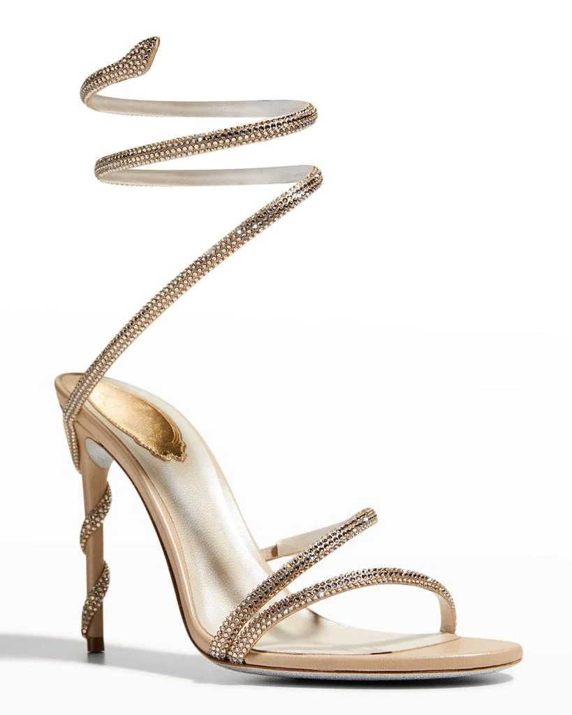 Rene Caovilla Snake-Wrap Strass Stiletto Sandals 5