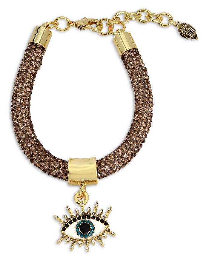 KURT GEIGER LONDON Pavé Evil Eye Charm Bracelet in Gold Tone