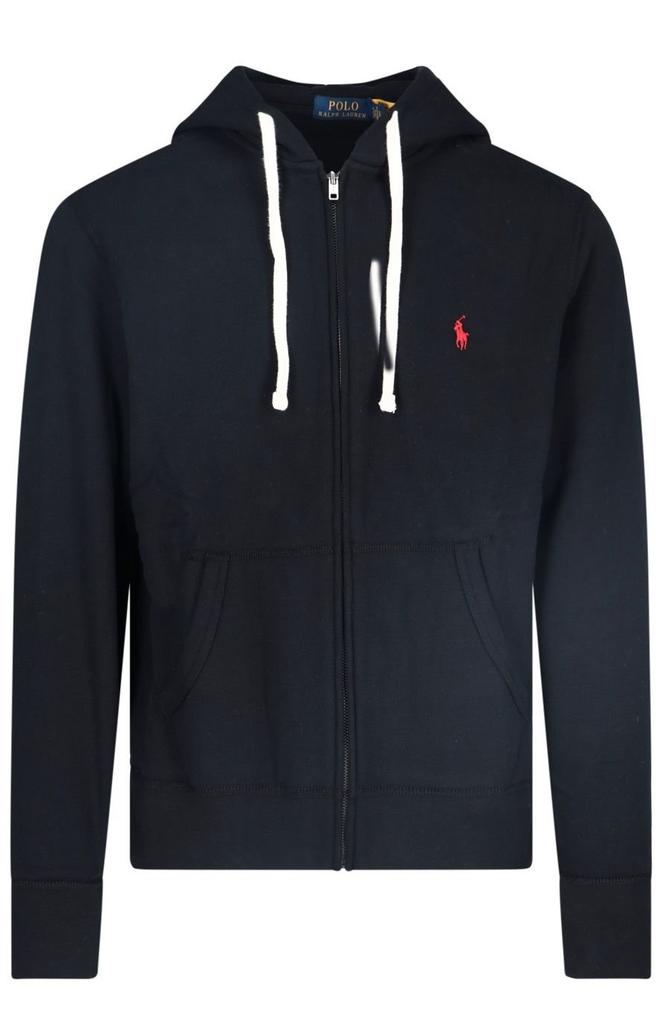 Shop Polo Ralph Lauren Logo Embroidered Zipped Hoodie on