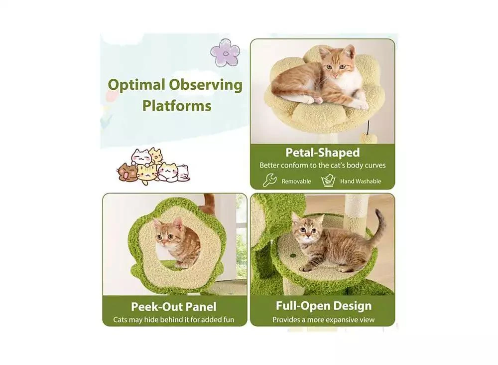 AOSTIRMOTOR Machine-Washable Cat Tree with Jungle Theme, 40-Inch Featuring Removable Peach Skin Cover, Sisal Scratching Post 
Interactive Toys 5