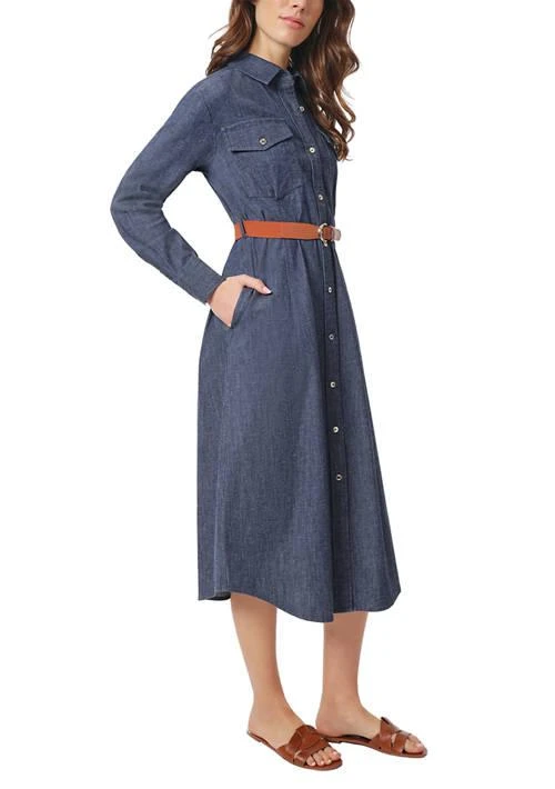 JONES NEW YORK New York Petite Button Front Denim Dress With Belt 3