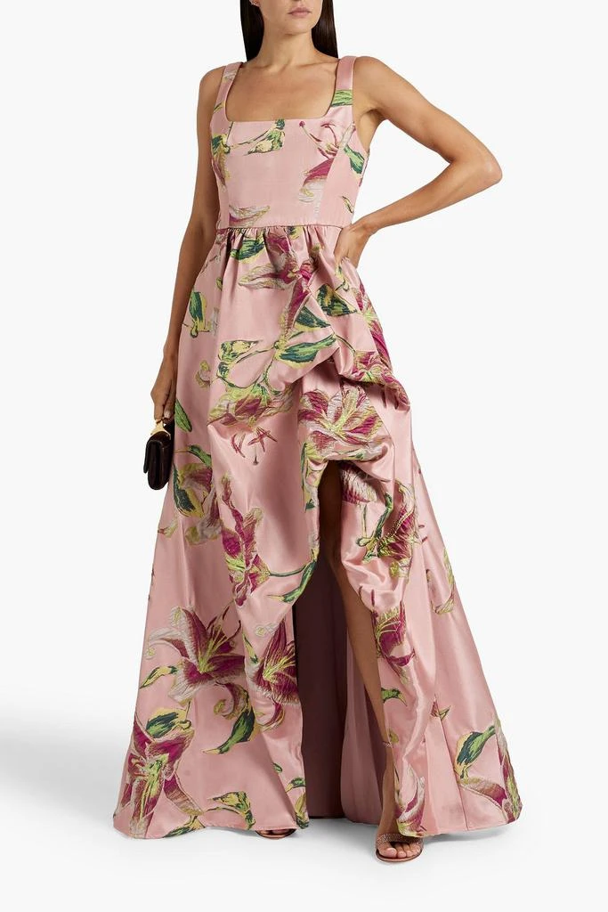 MARCHESA Gathered brocade gown 2
