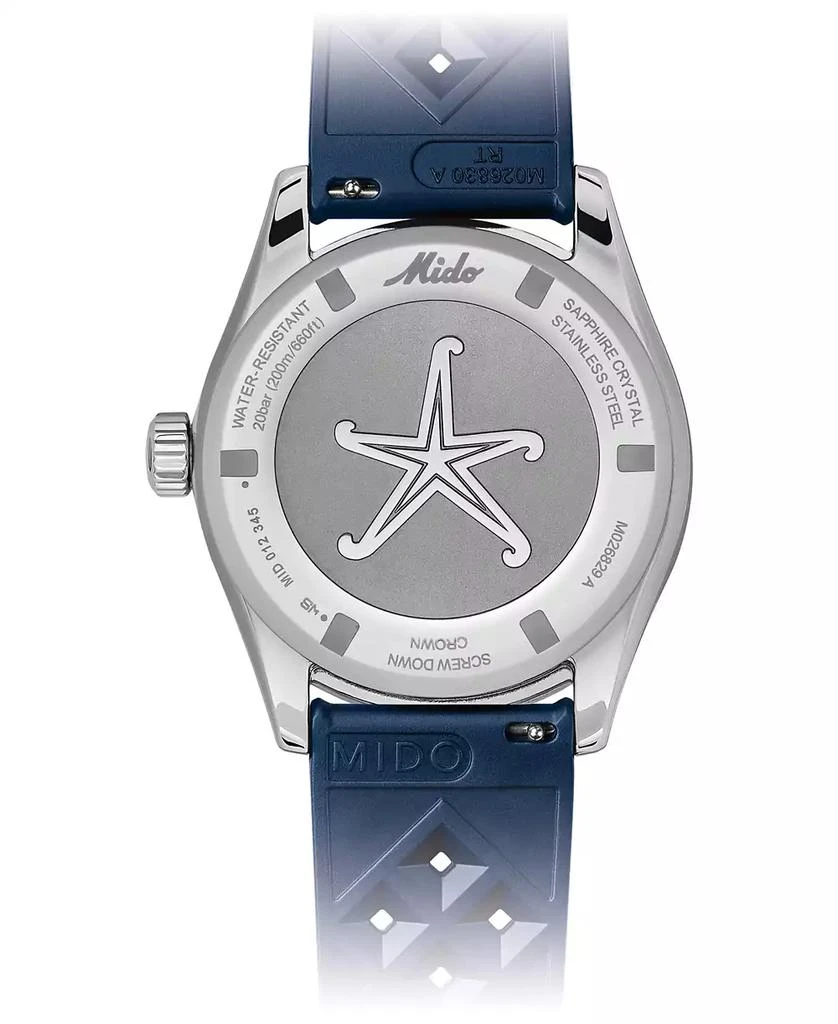 MIDO Unisex Swiss Automatic Ocean Star Decompression Worldtimer Blue Rubber Strap Watch 41mm 2