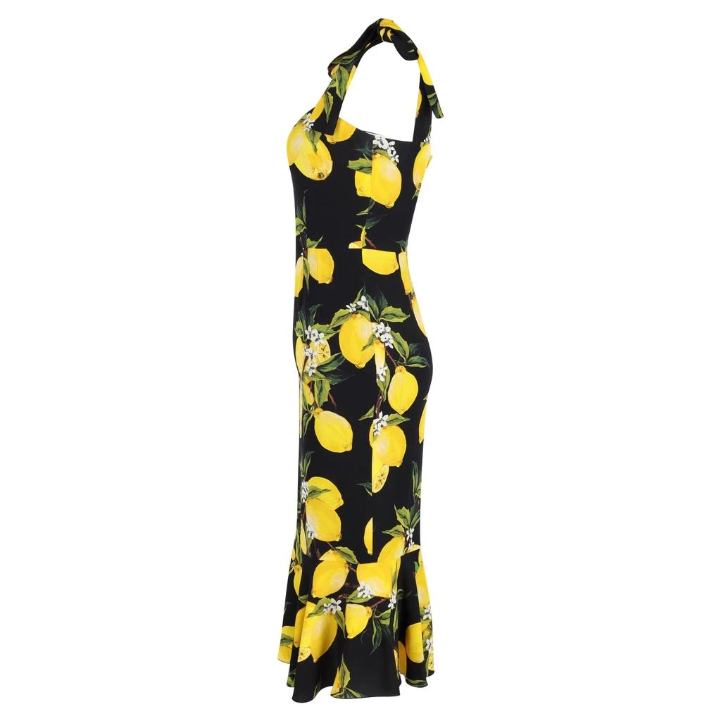 Dolce & Gabbana Dolce & Gabbana Lemon Print Midi Dress in Yellow and Black Silk 2