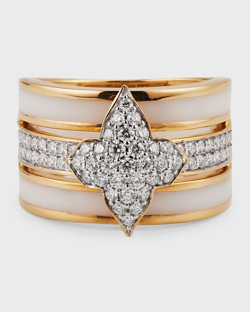 Farah Khan Atelier 18K Yellow Gold Atlas White Bold Ring, Size 7