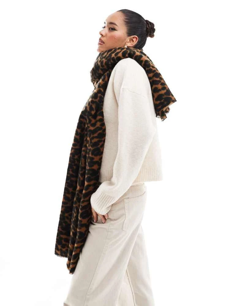 ASOS ASOS DESIGN woven scarf with leopard design 2