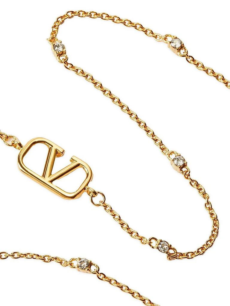 Valentino Mini VLogo Signature Necklace In Metal And Swarovski® Crystals 3