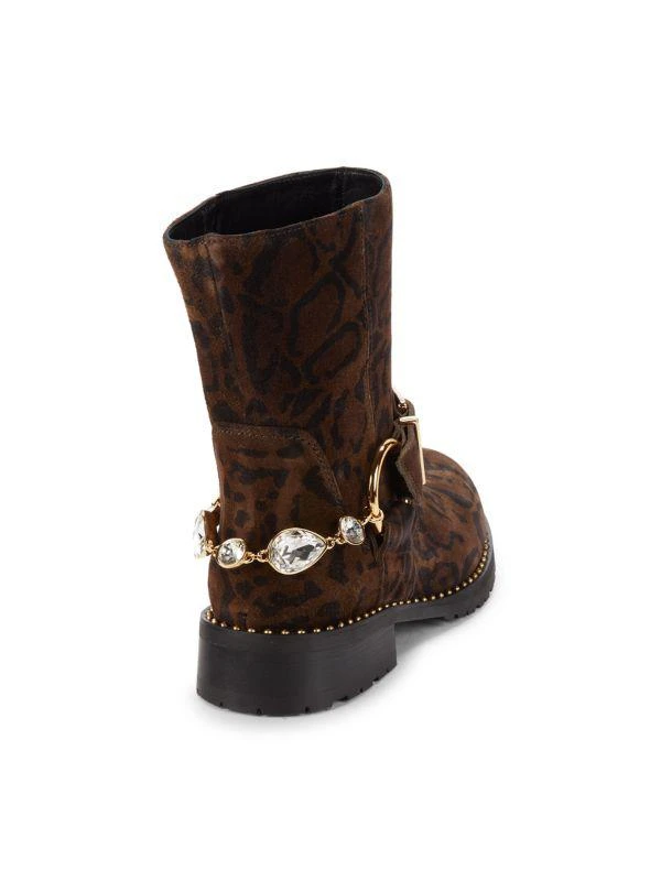 Sophia Webster Blake Snakeskin Print Suede Biker Boots 3
