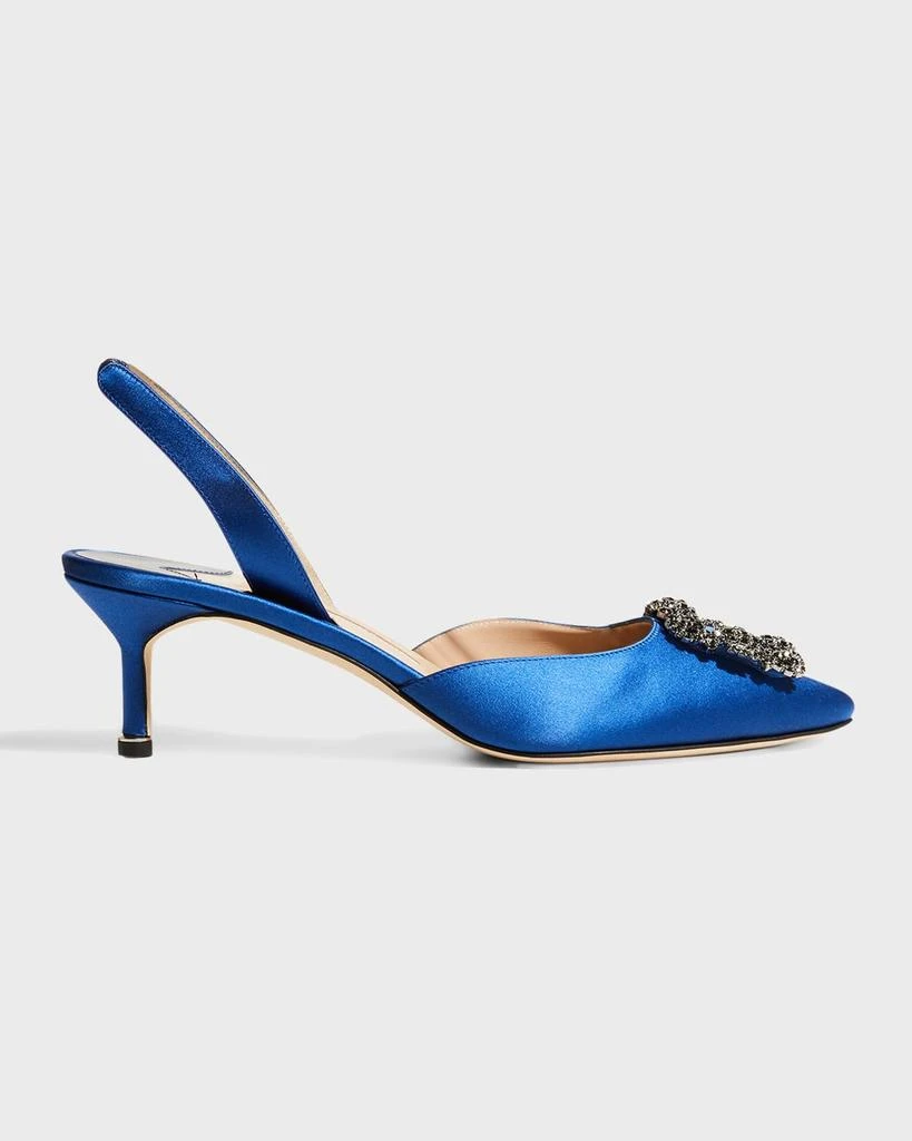 Manolo Blahnik Hangisi Crystal Buckle Slingback Pumps 1