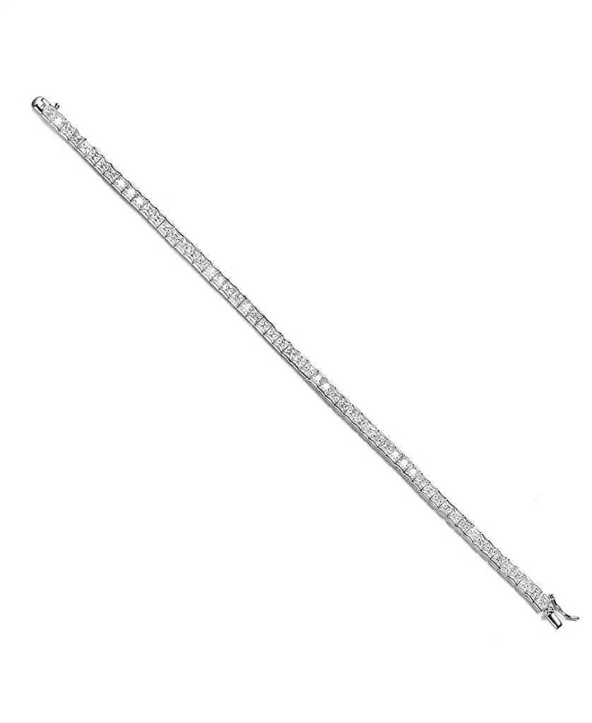 Rachel Glauber White Gold Plated Cubic Zirconia Princess - cut Tennis Bracelet 2