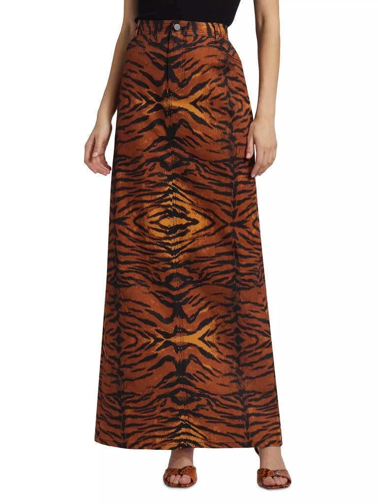 BruceGlen Tiger Denim Maxi Skirt 3