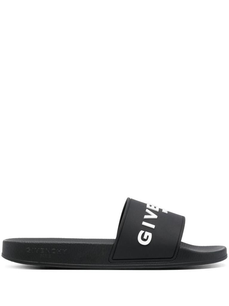 【関税＆送料込み】Givenchy Logo Pool Slides Givenchy Logo Pool Slides Black Red Lettering Size 39 Classy