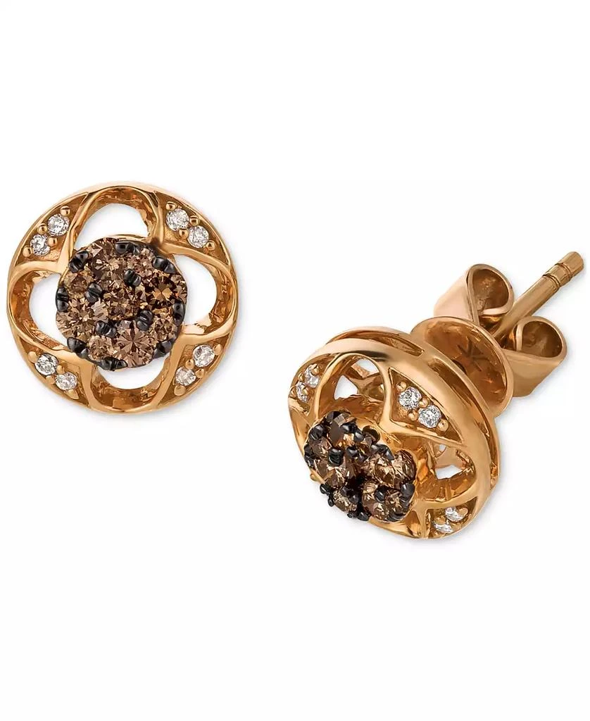 Le Vian Chocolatier® Chocolate Diamond & Vanilla Diamond Stud Earrings (1/3 ct. t.w.) in 14k Rose Gold 1