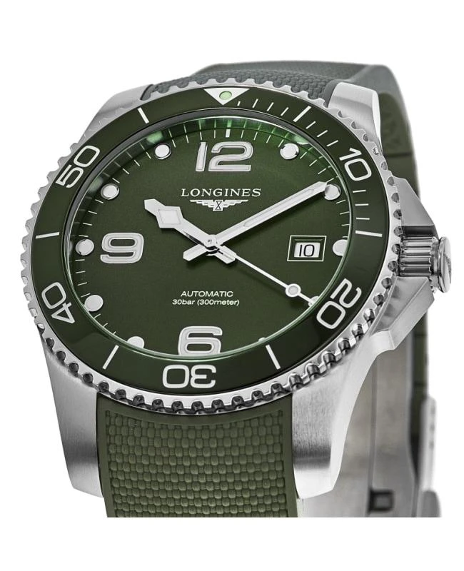 Longines Longines HydroConquest Automatic Green Dial Rubber Strap Men's Watch L3.782.4.06.9 2