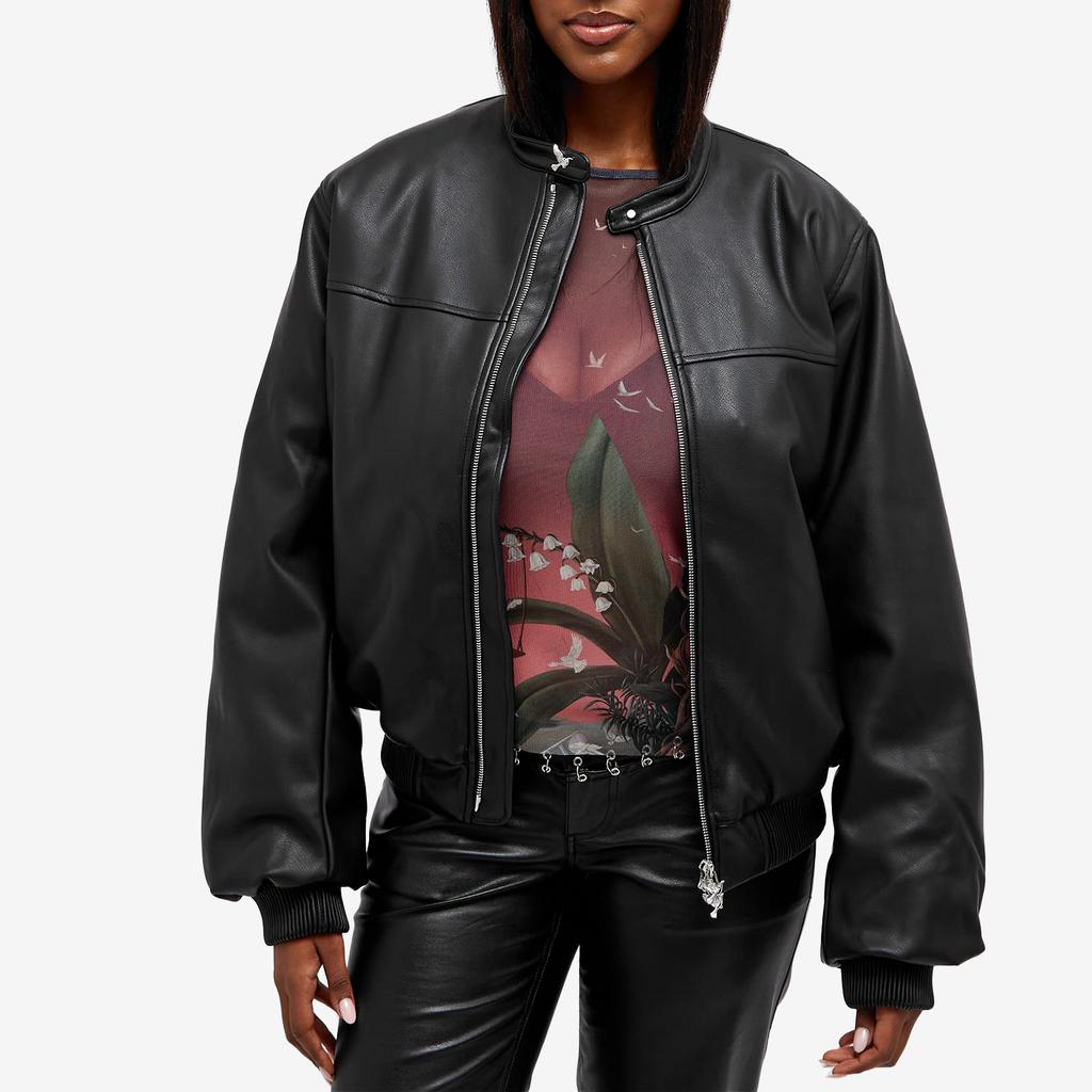 3.Paradis 3.Paradis Vegan Leather Bomber Jacket