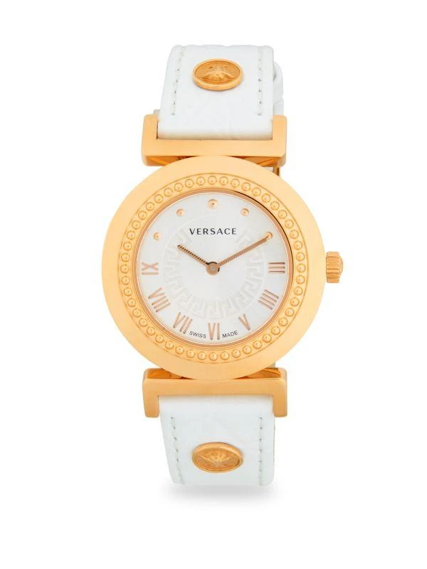 Versace Analog Stainless Steel
Leather-Strap Watch 1