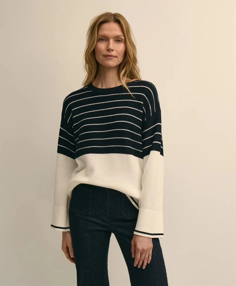 Brooks Brothers Cotton Oversized Mariner Stripe Sweater