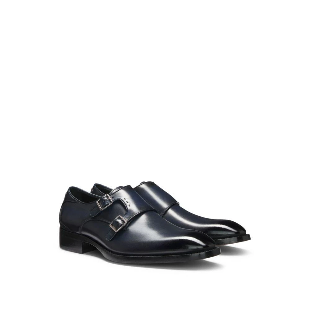 Hugo Boss Double-strap monk shoes in burnished leather 1