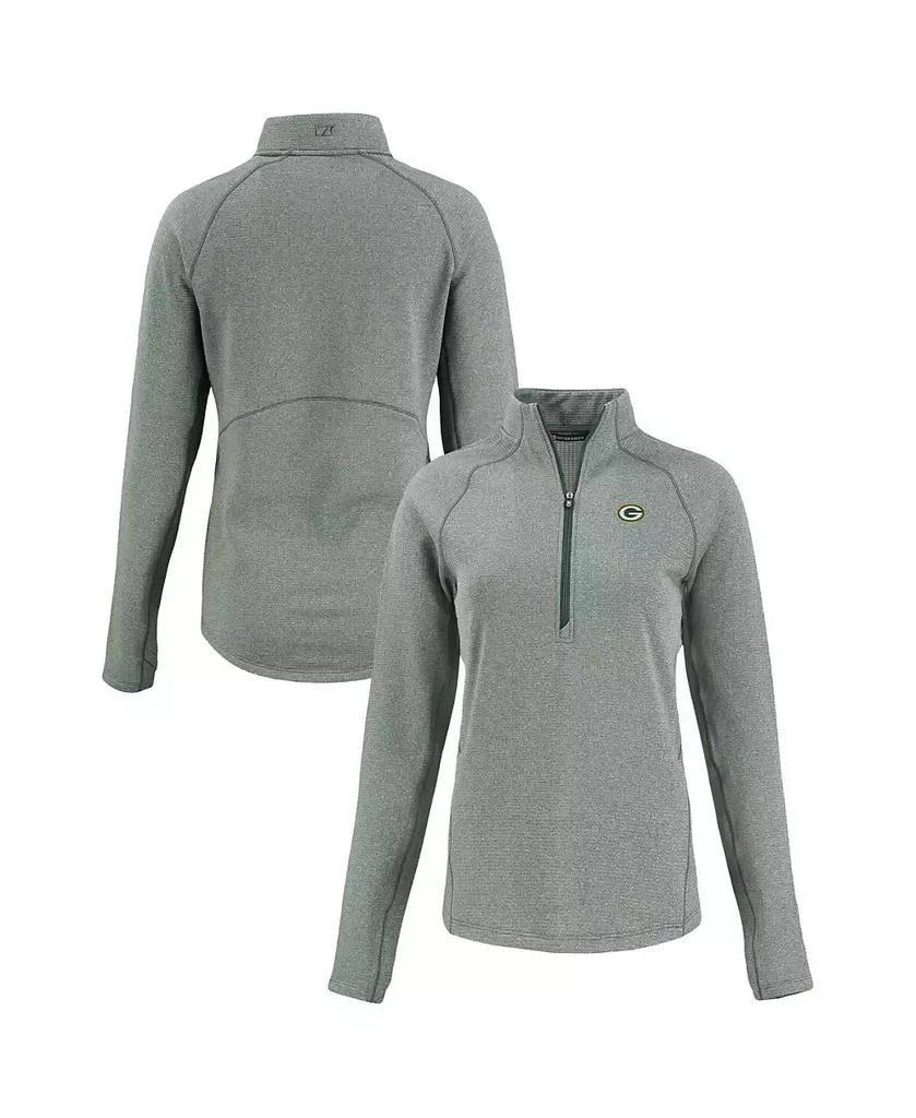 Cutter & Buck Women's Heather Green Green Bay Packers Peshastin Eco Fleece Tri-Blend Raglan Half-Zip Jacket 1