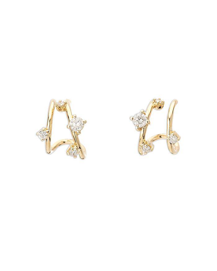 Adina Reyter 14K Yellow Gold Diamond Double J Hoop Earrings