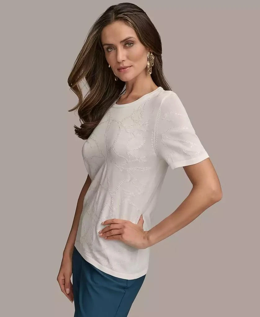 Donna Karan Women's Short-Sleeve Sequin Detail Sweater 3